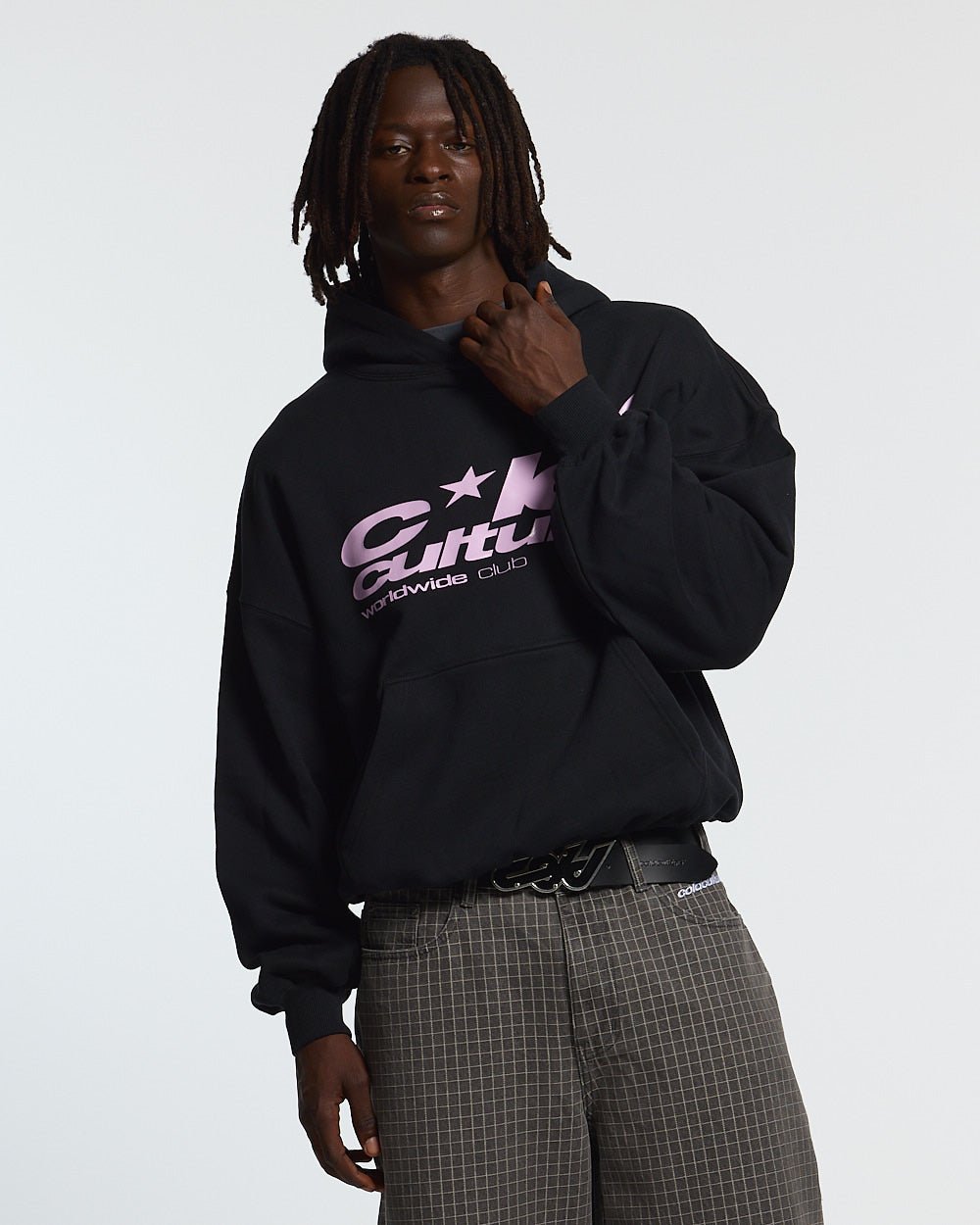 TEASE ME HOODIE BLACK - black graphic print hoodie, front view on male model - Cold Culture #man