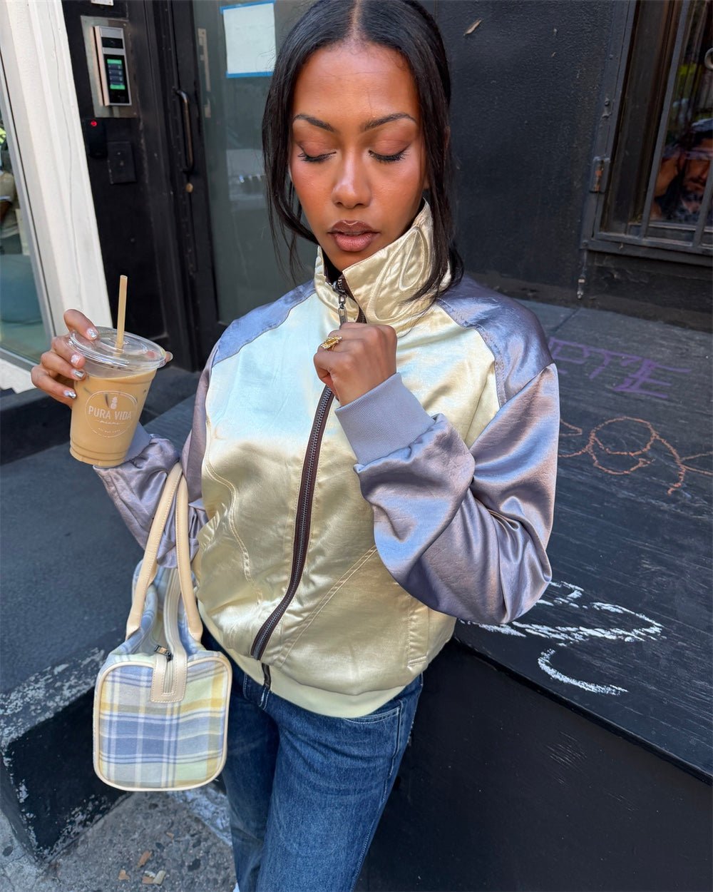 TOGGLE BOMBER WOMAN BROWN - Cold Culture
