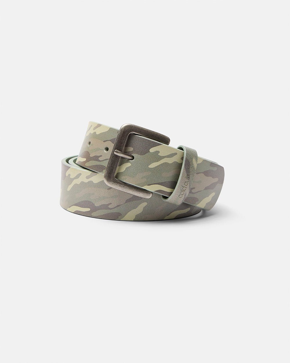 TRACE BELT GREEN - green camo belt, front view - Cold Culture #packshot