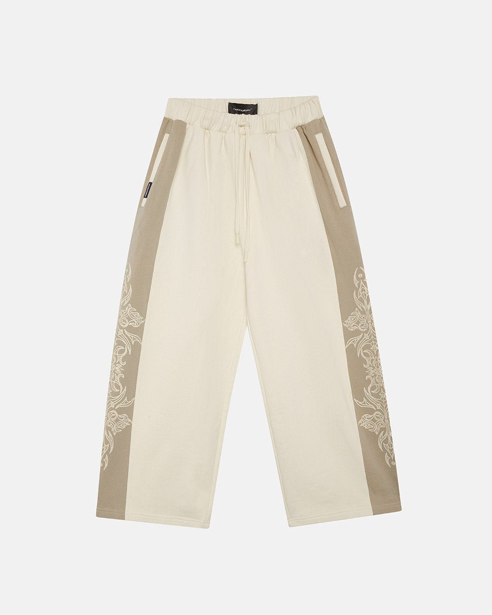 TRIBAL SWEATPANTS GREY & OFF WHITE - off white tribal sweatpants, front view - Cold Culture #packshot