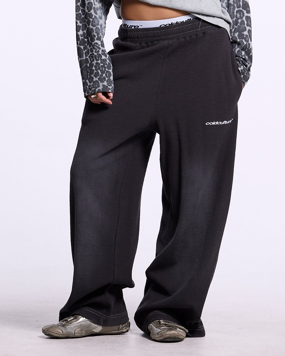 TROPICAL WAFFLE PANTS DARK GREY - Cold Culture