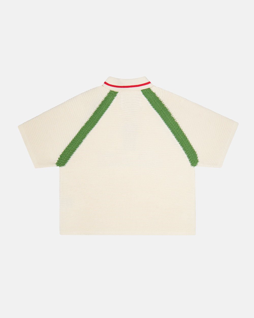 TUSCANY KNIT WHITE - off-white knitted polo shirt, back view - Cold Culture #packshot