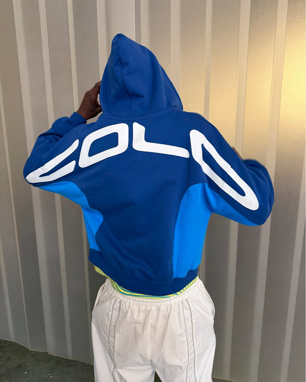 TWISTTER ZIP HOODIE BLUE - blue zip-up hoodie, street style shot - Cold Culture