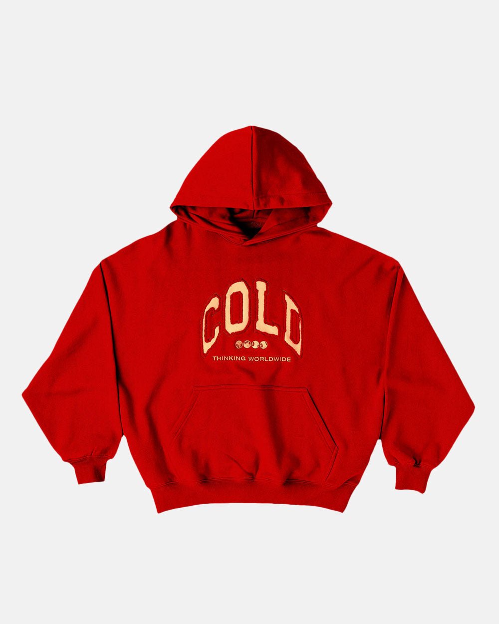 VARSITY HOODIE ASTORATH RED - red varsity hoodie, front view - Cold Culture #packshot