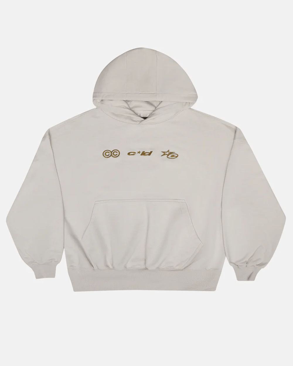 VERTICAL HOODIE LIGHT GREY - light grey oversized hoodie, front view - Cold Culture #packshot