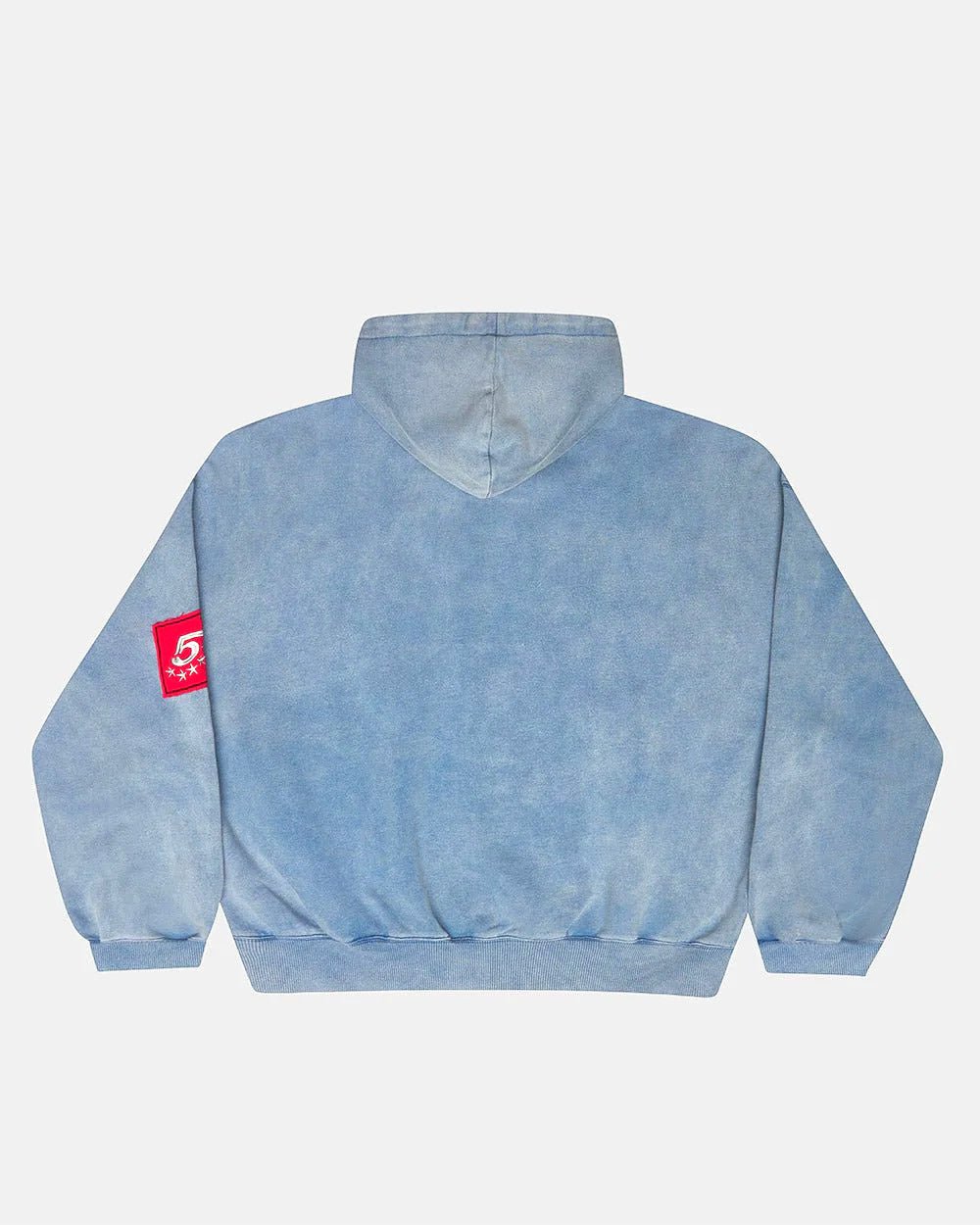 WALKER ZIP HOODIE WASHED INDIGO - washed indigo zip-up hoodie, back view - Cold Culture #packshot