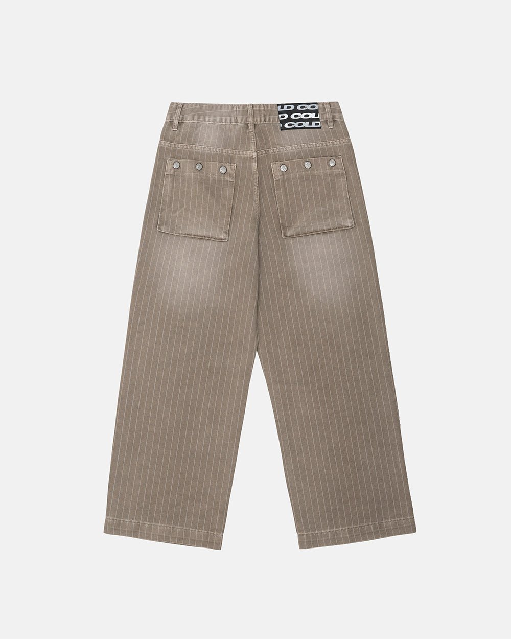 WASHED CASINO V1 PANTS BEIGE - beige pinstripe washed pants, back view - Cold Culture #packshot