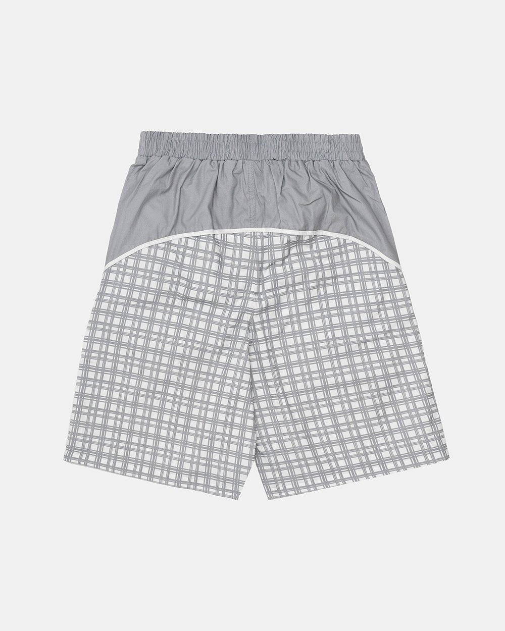WAVE SWIMSHORTS GREY - grey checked swim shorts, back view - Cold Culture #packshot
