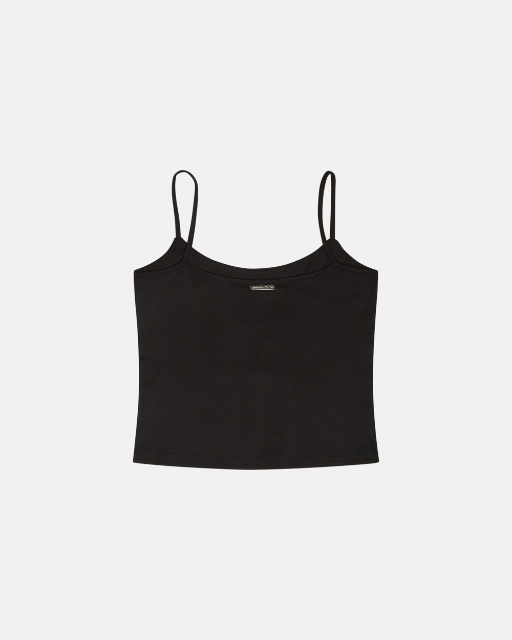 WHISPERS VEST TOP BLACK - black cropped vest top, back view - Cold Culture #packshot