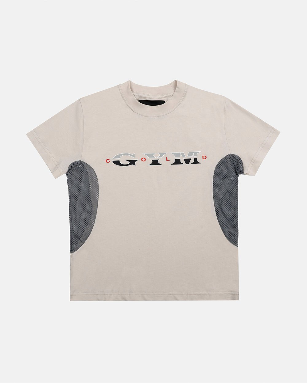 WORK HARD TEE WHITE - off-white mesh panel tee, front view - Cold Culture #woman