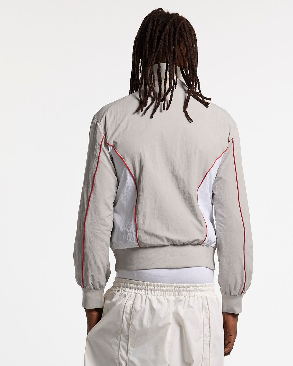 WW CLUB JACKET GREY - grey track jacket, back view on male model - Cold Culture #man