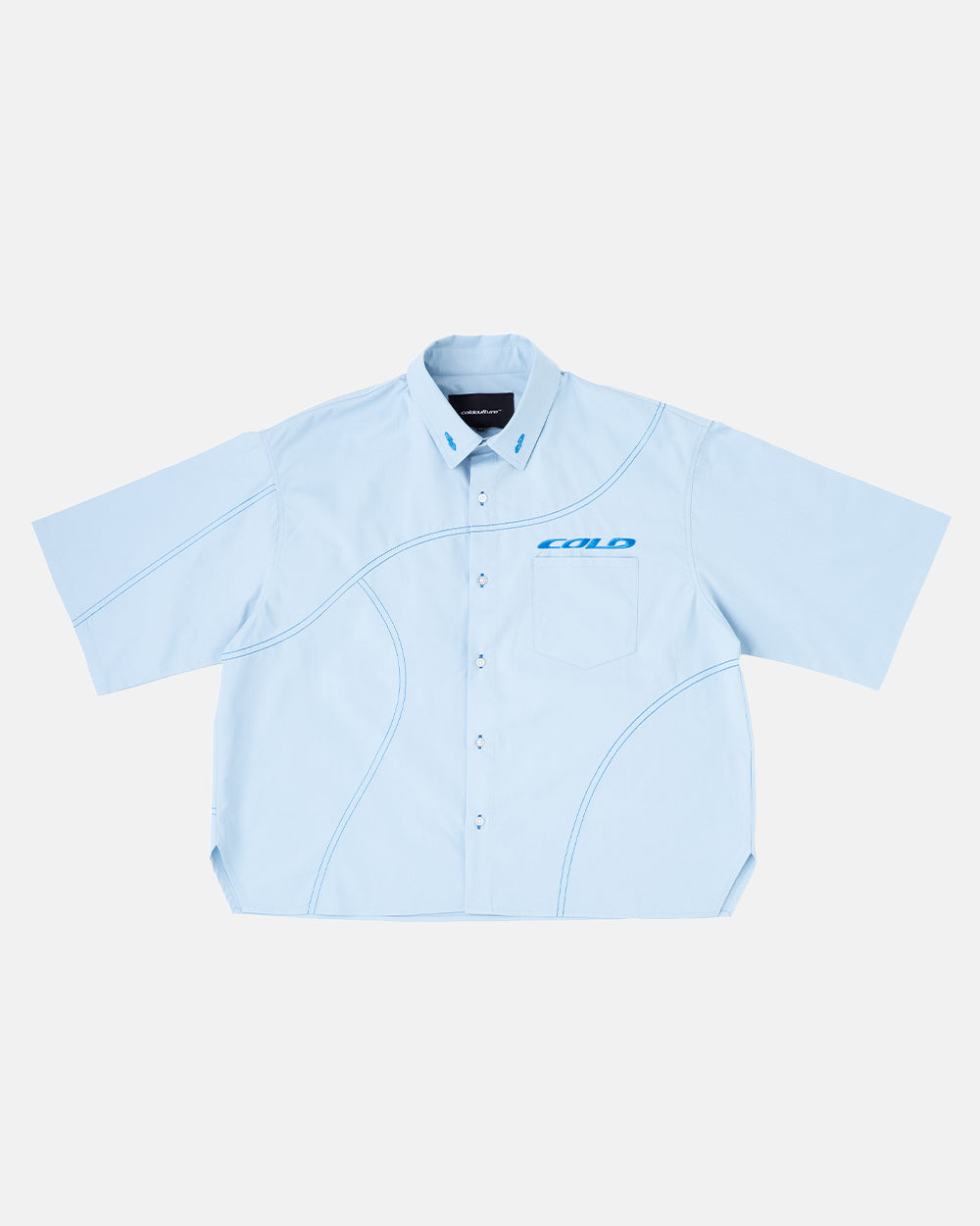 GUARDIAN SHIRT BREEZE BLUE - light blue short sleeve shirt, front view - Cold Culture #packshot