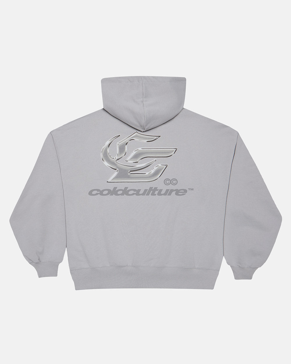 HYPERCHROME HOODIE PEARL GREY - pearl grey graphic print hoodie, back view - Cold Culture #packshot