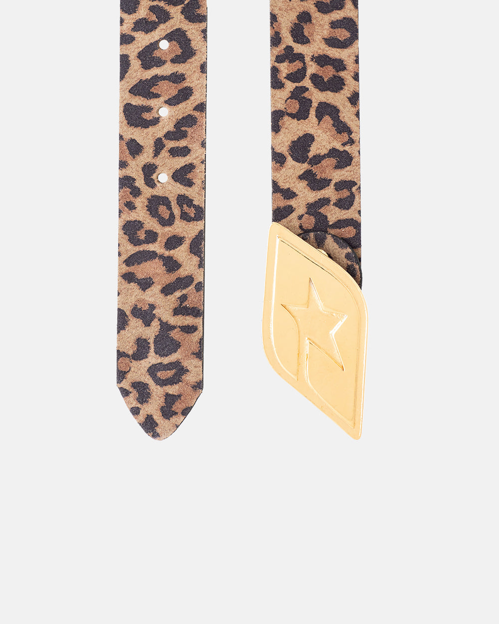 ORIGINAL LEATHER BELT LEOPARD - leopard print leather belt, detail close-up - Cold Culture
