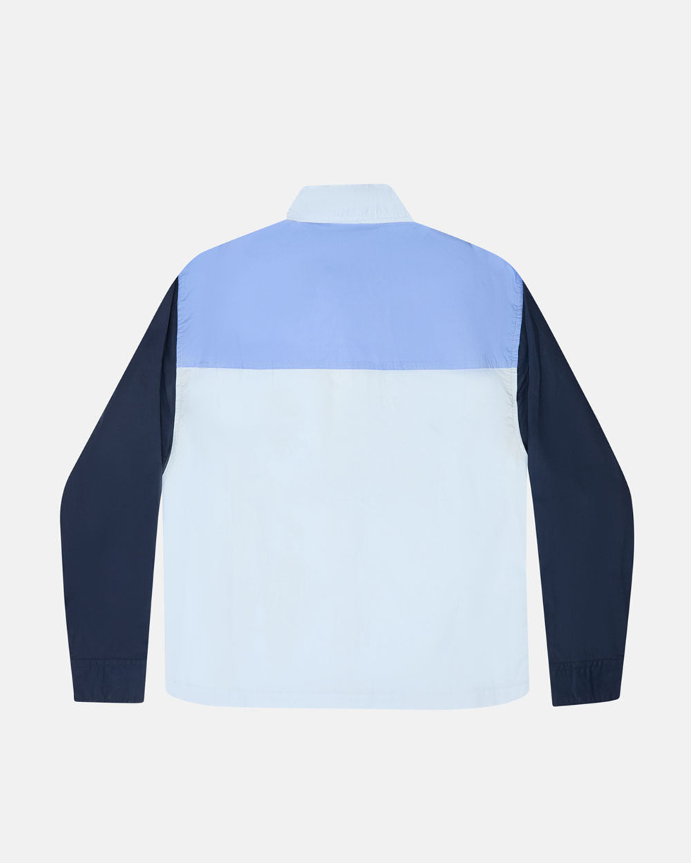 MOTO SHIRT - blue colorblock long sleeve shirt, back view - Cold Culture #packshot