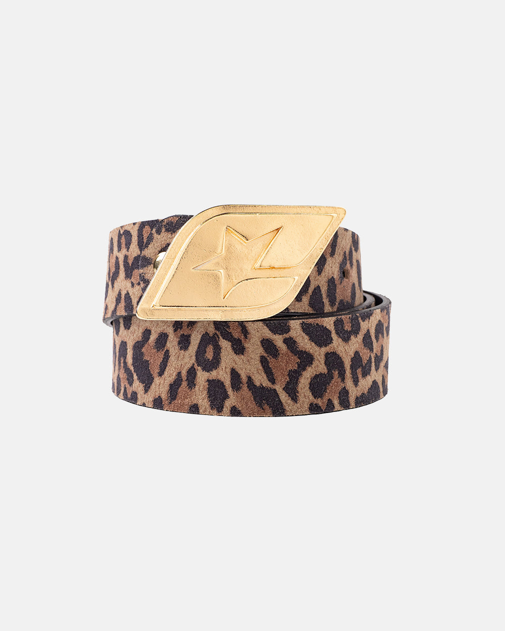 ORIGINAL LEATHER BELT LEOPARD - leopard print leather belt, front view - Cold Culture #packshot