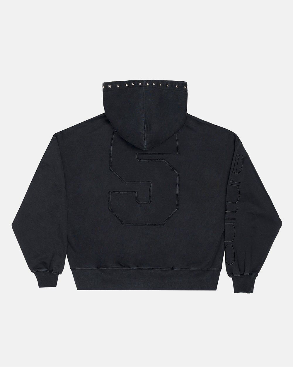 2010 ZIP HOODIE BLACK - black washed zip-up hoodie, back view - Cold Culture #packshot