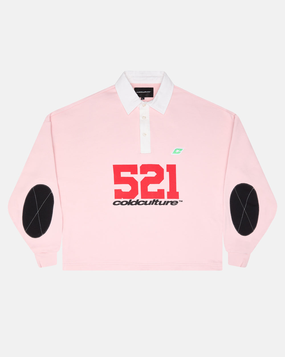 LO LIFE POLO PINK - pink longsleeve polo shirt, front view - Cold Culture #packshot