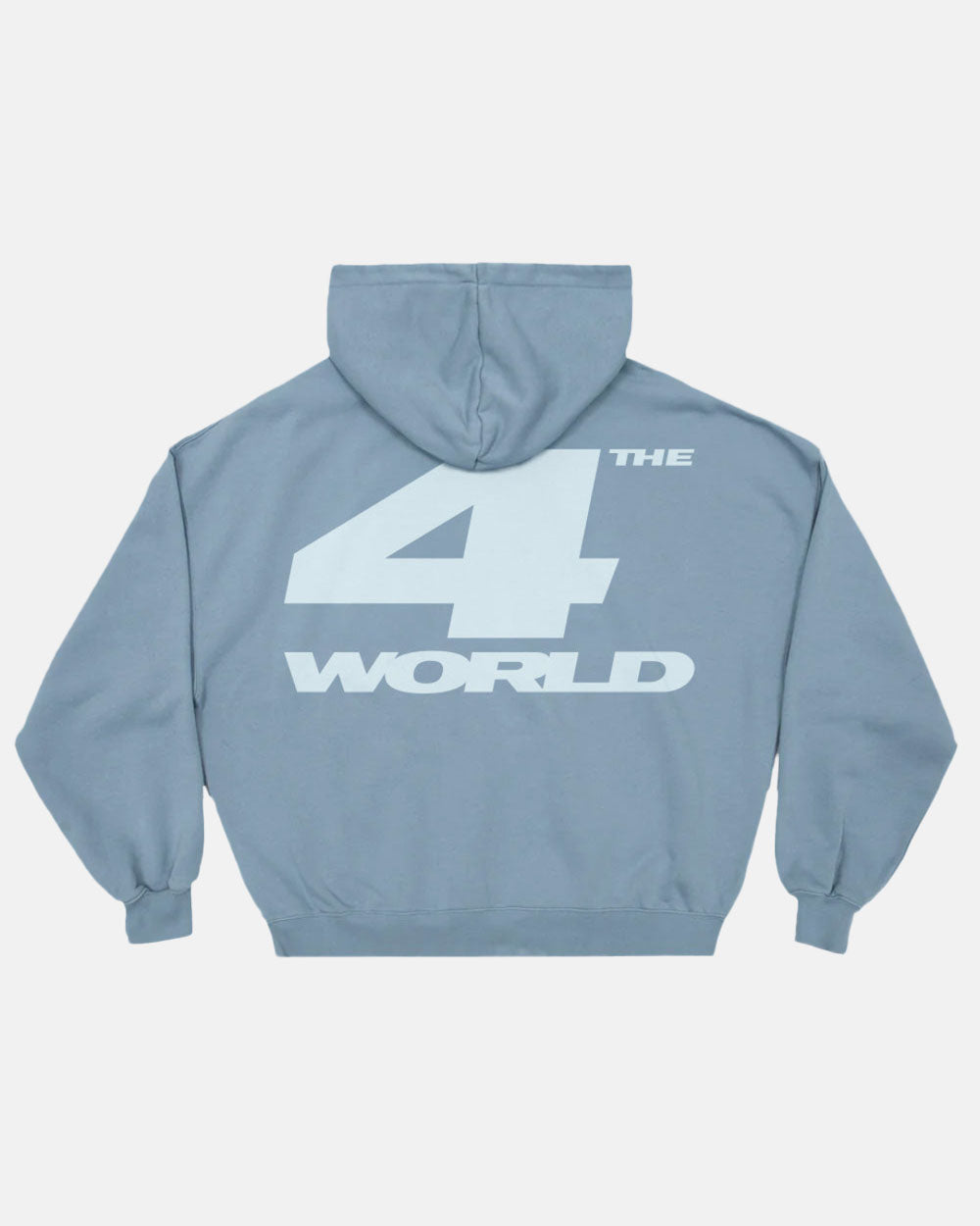 4THE WORLD HOODIE SHADY BLUE - dusty blue oversized hoodie, back view - Cold Culture #packshot