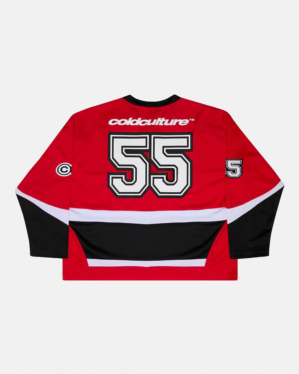 55 VIRAL LONGSLEEVE RED - red and black longsleeve jersey, back view - Cold Culture #packshot