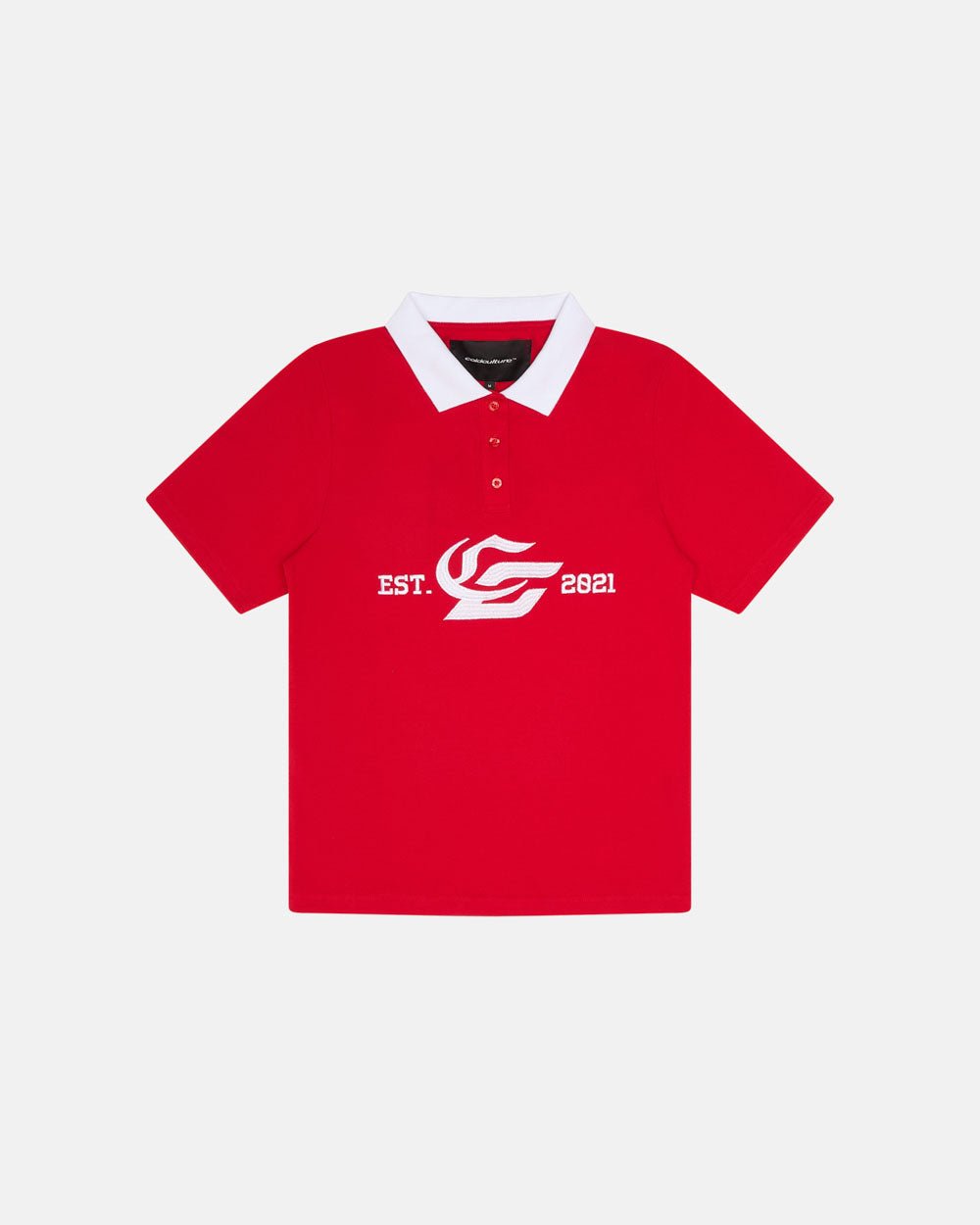 5th AURA SLIM POLO RED - red slim fit polo shirt, front view - Cold Culture #packshot