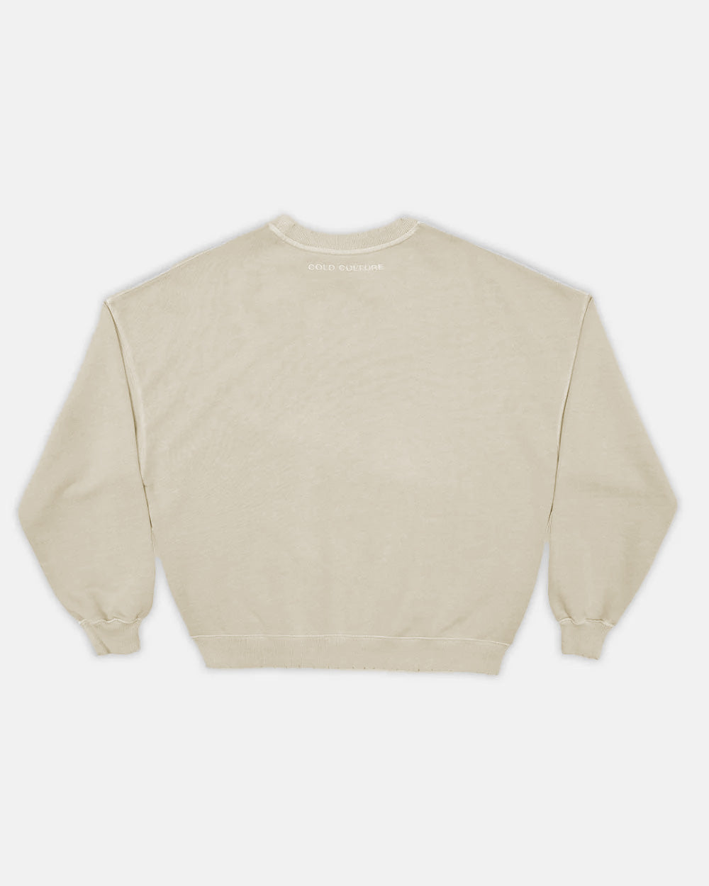 STARS CREWNECK PALE GREY - pale grey oversized crewneck sweatshirt, back view - Cold Culture #packshot