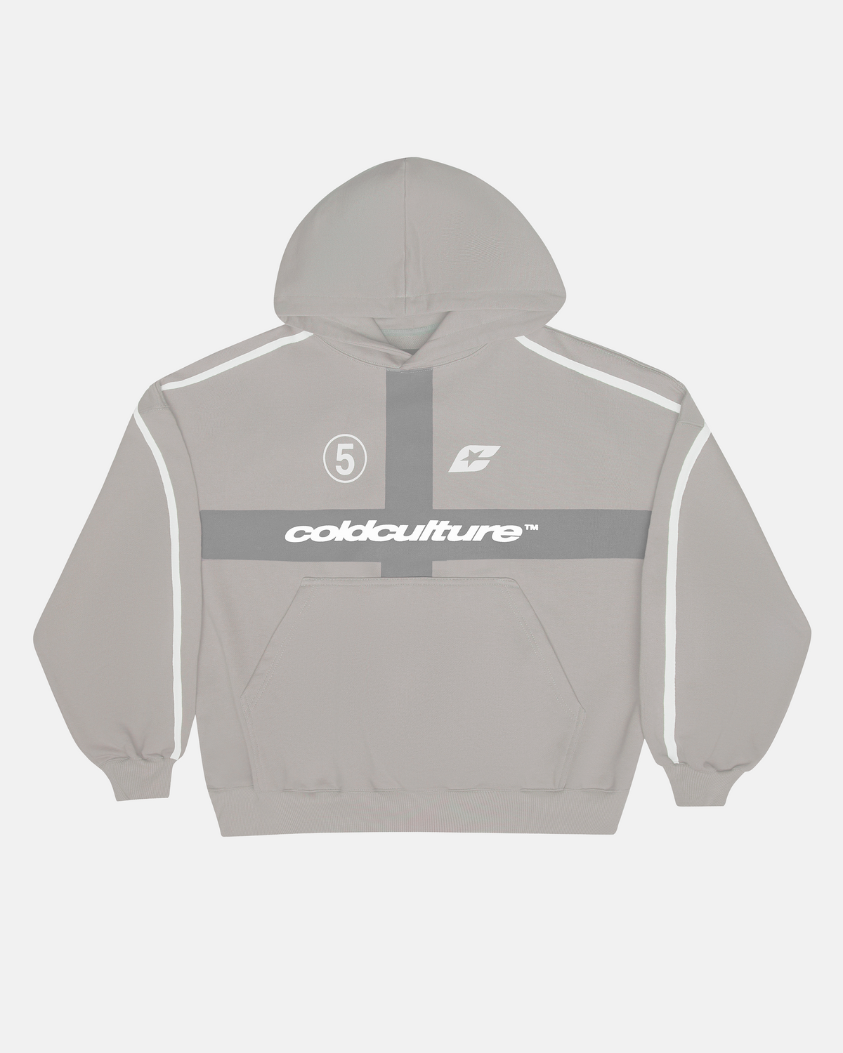 HIT THE TARGET HOODIE GREY - grey graphic print hoodie, front view - Cold Culture #packshot