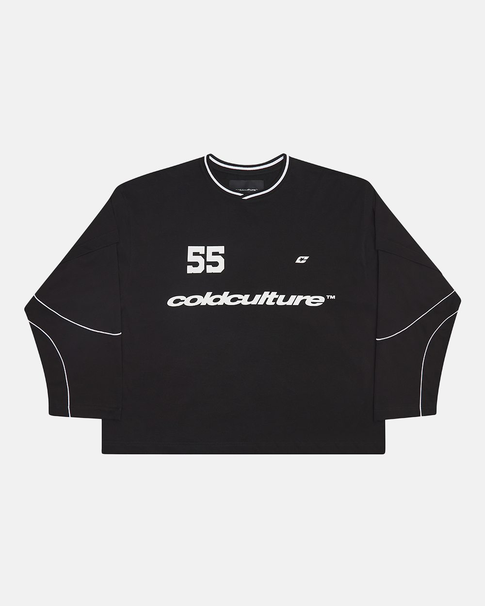GAME ON LONGSLEEVE BLACK - black graphic print longsleeve tee, front view - Cold Culture #packshot