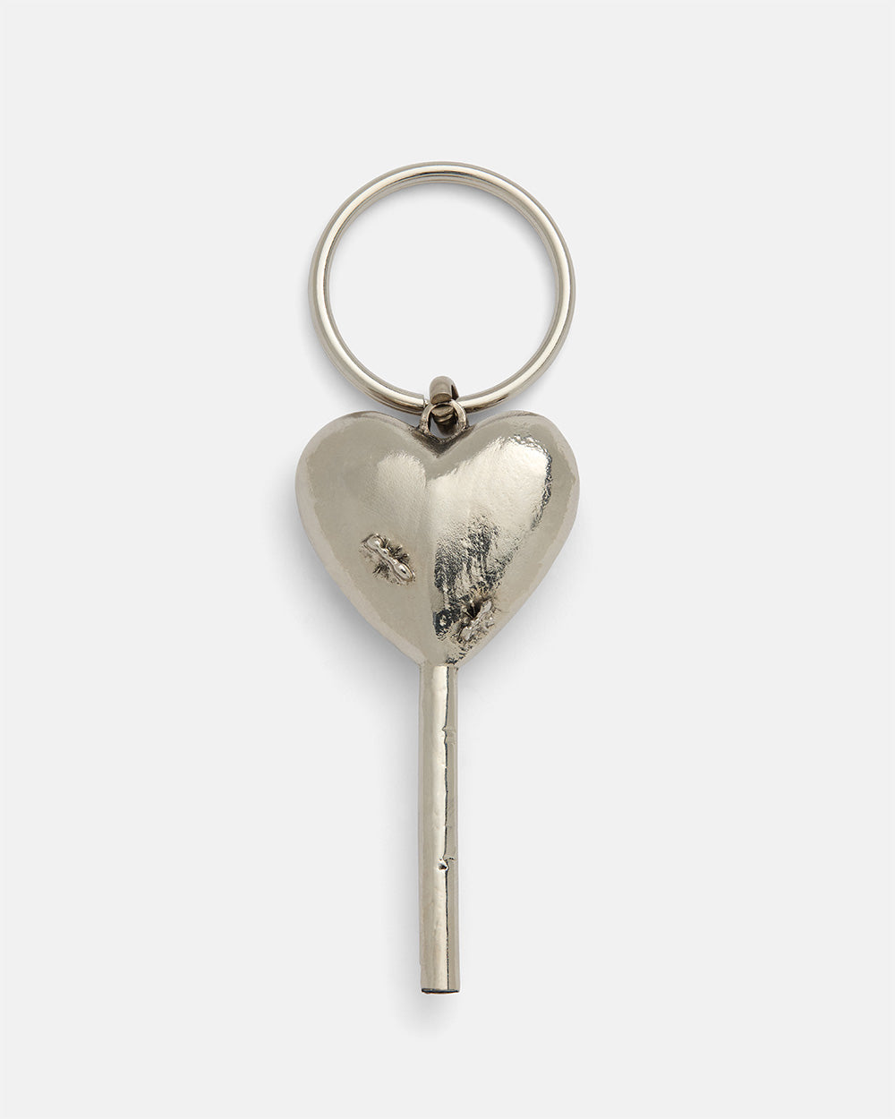 LOLLIPOP KEYCHAIN - silver heart lollipop keychain, back view - Cold Culture #packshot