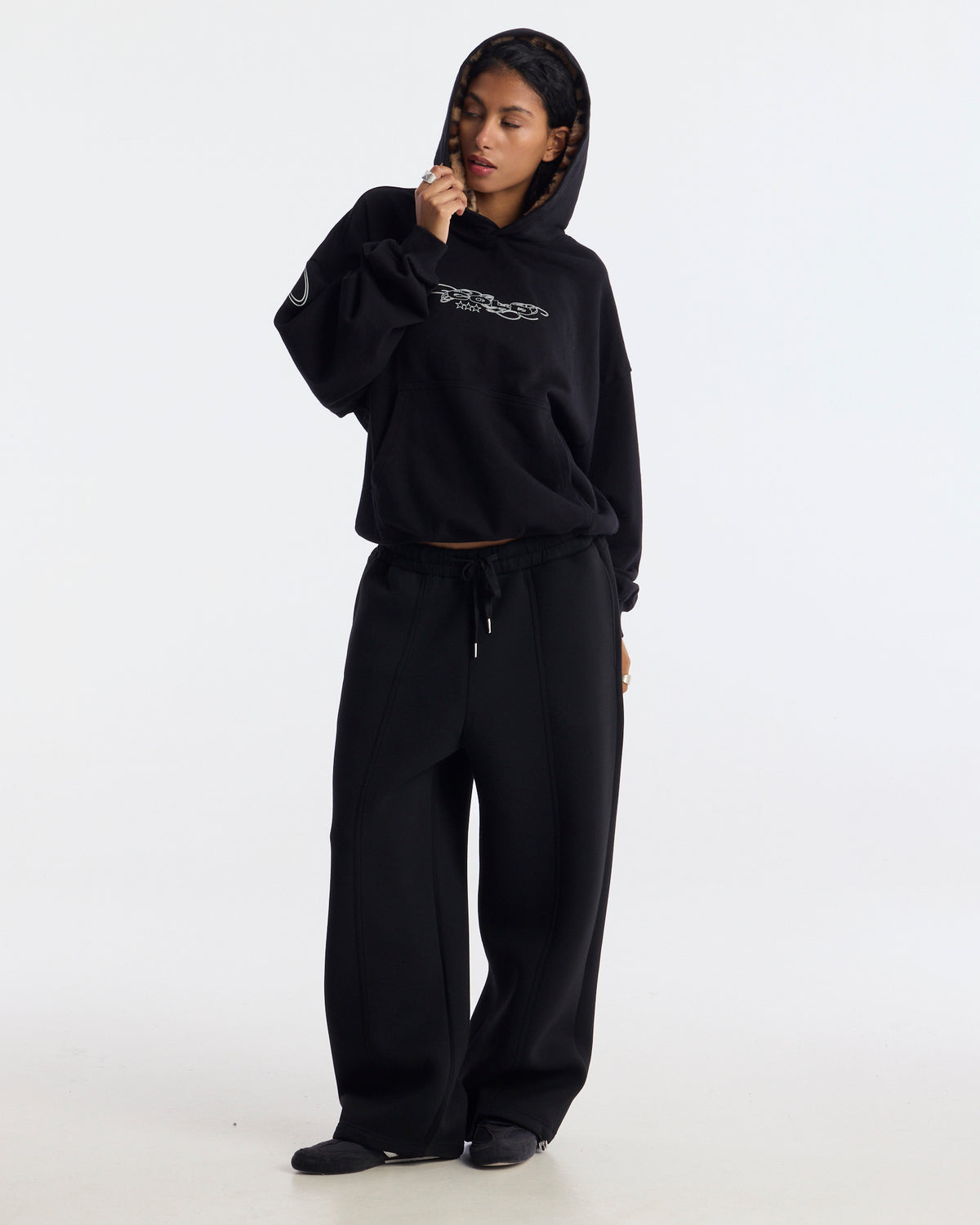 WILD LEOPARD HOODIE BLACK - Cold Culture #woman