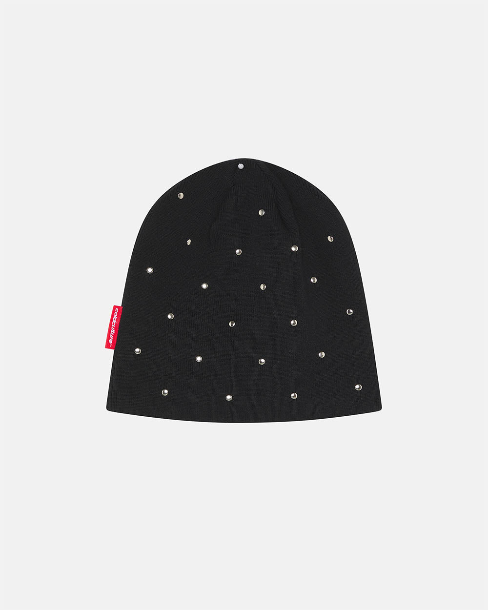 STUDS BEANIE BLACK - black studded beanie, back view - Cold Culture #packshot