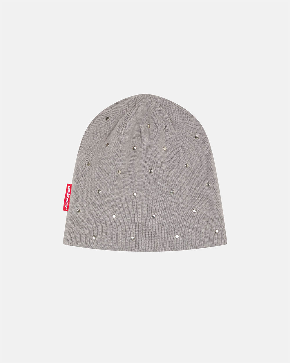 STUDS BEANIE GREY - grey studded beanie, back view - Cold Culture #packshot