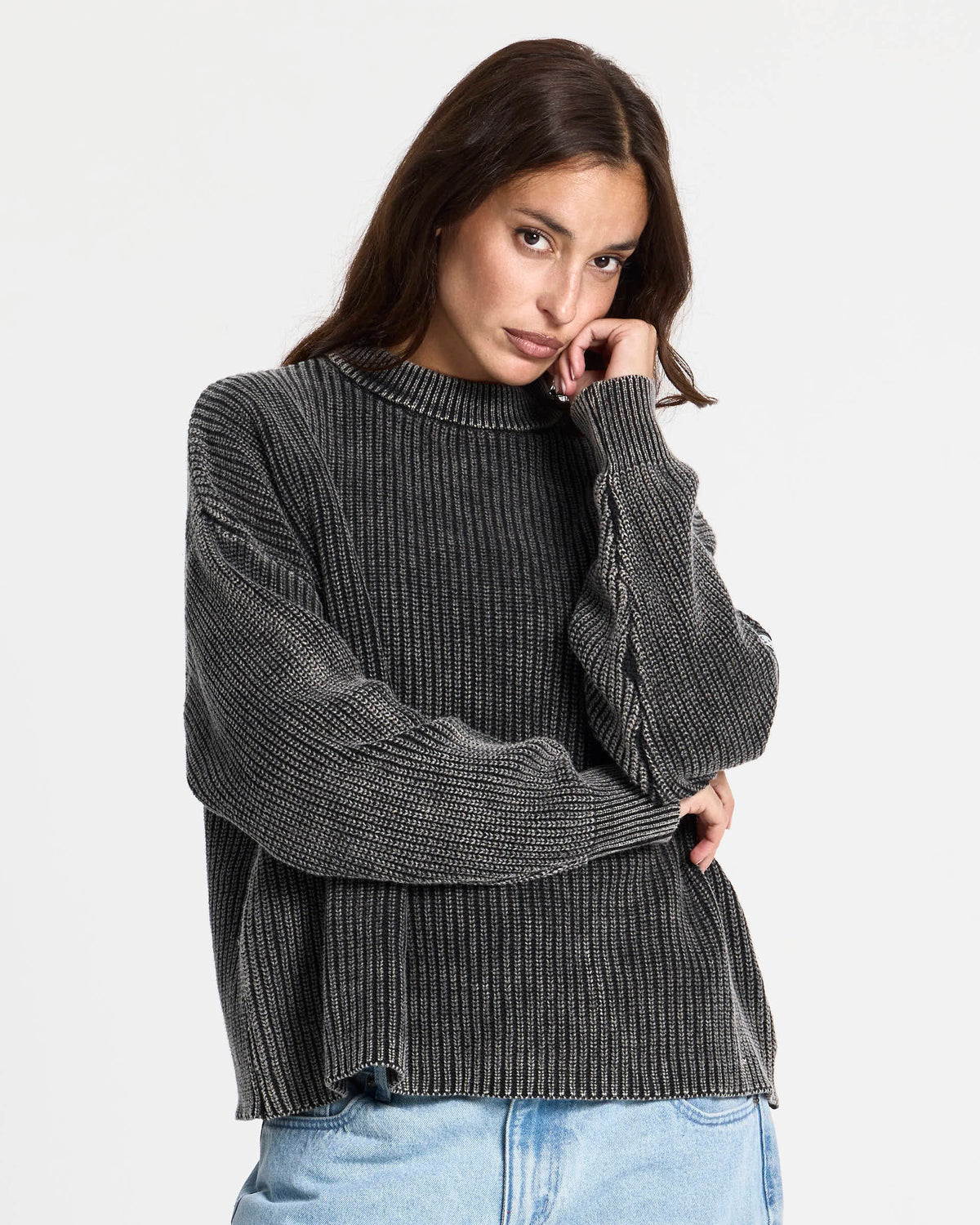 SILICONE DETAIL KNIT DARK BROWN