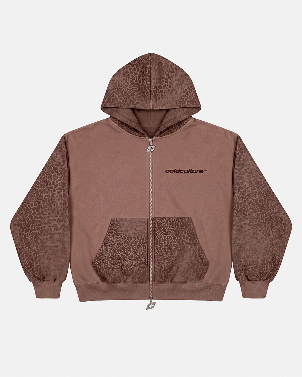 STRIPE ZIP HOODIE BROWN - Cold Culture #packshot