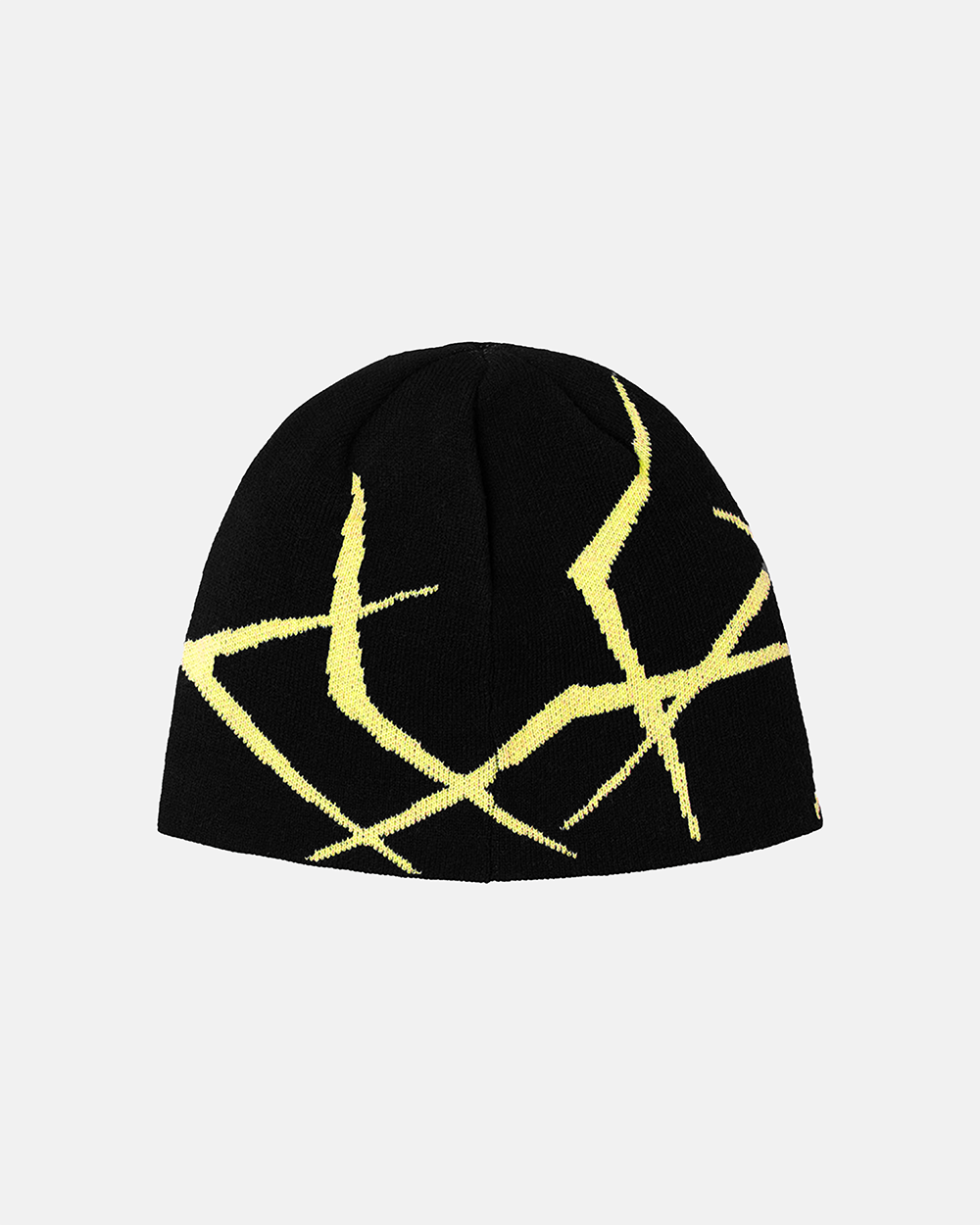 BRAMBLES BEANIE BLACK - black knit beanie, back view - Cold Culture #packshot