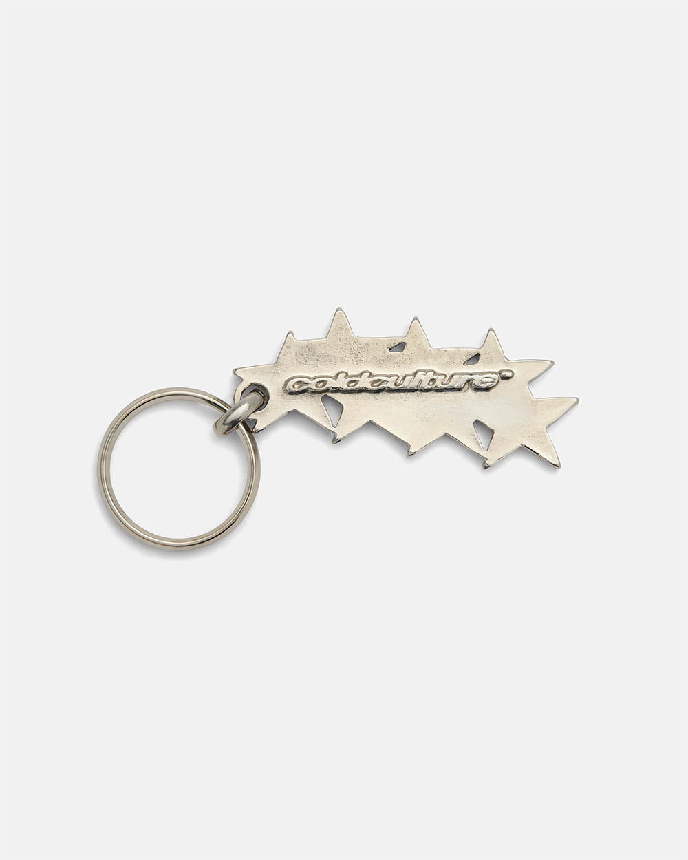 STARS KEYCHAIN METAL RED - red stars metal keychain, back view - Cold Culture #packshot