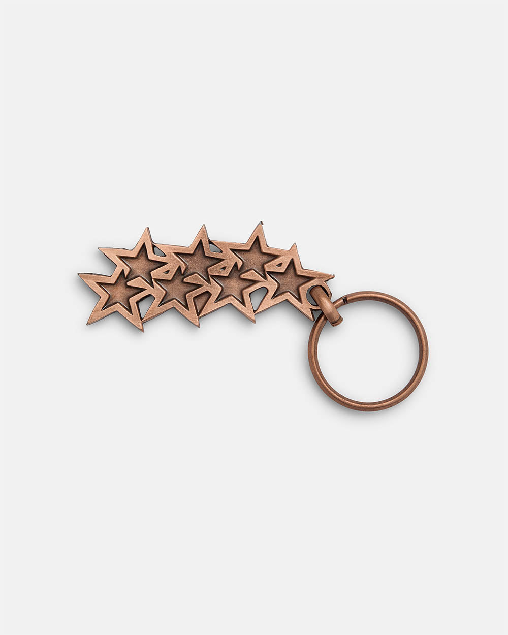 STARS KEYCHAIN METAL COPPER - copper stars metal keychain, front view - Cold Culture #packshot
