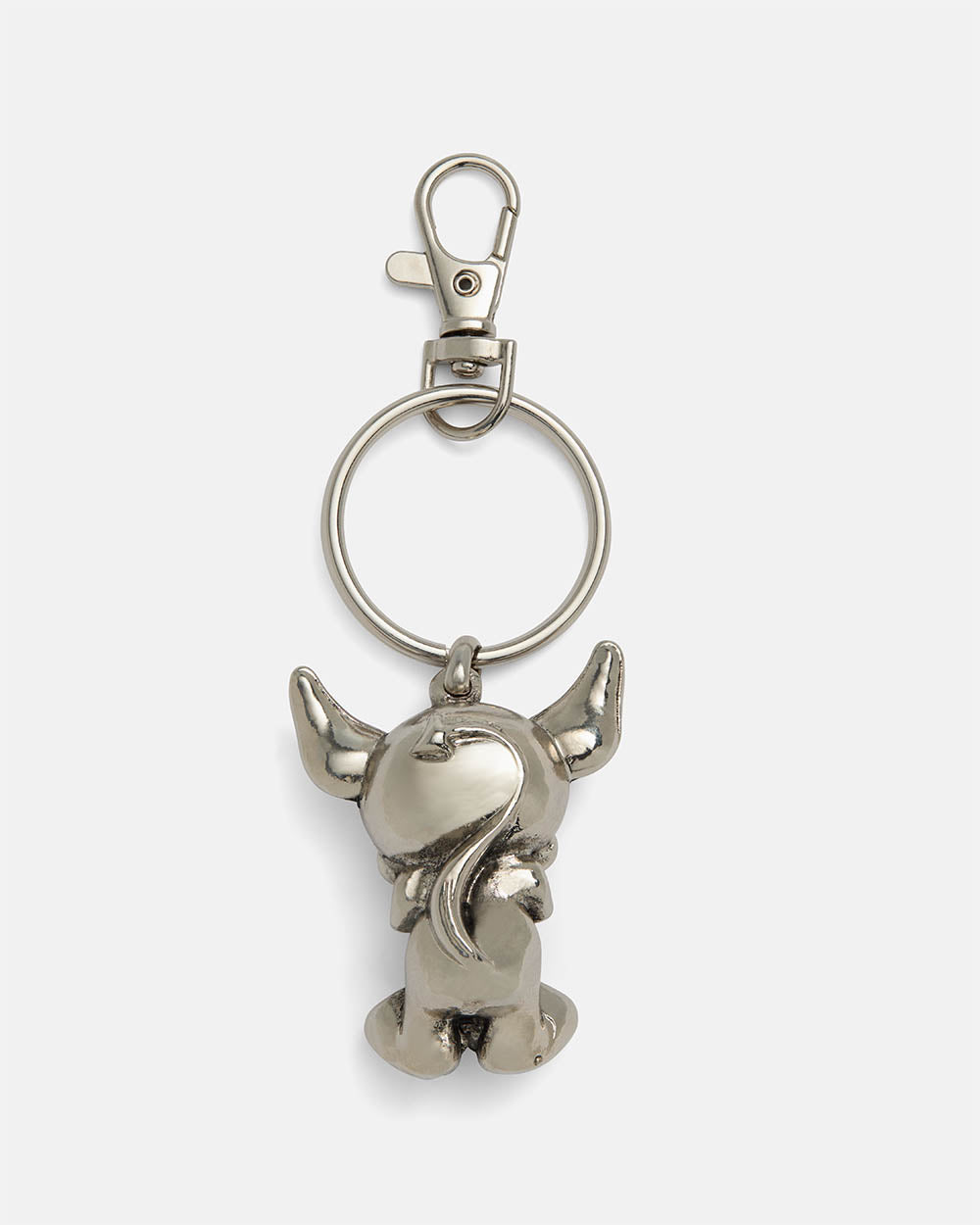 KEVIL METAL KEYCHAIN - silver metal character keychain, back view - Cold Culture #packshot