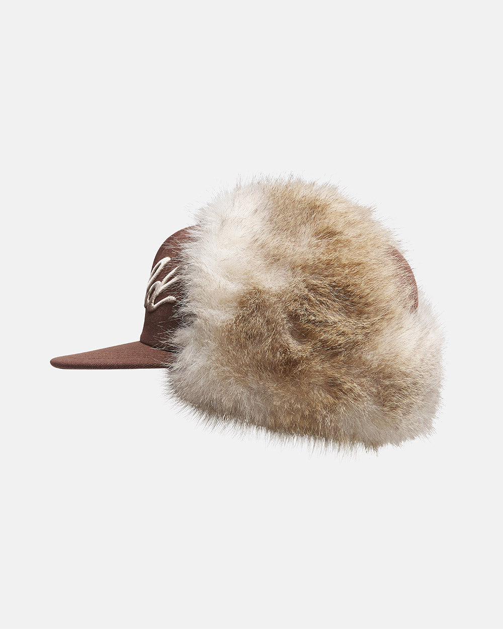 BAMBI CAP BROWN - brown faux fur cap, side view - Cold Culture #packshot