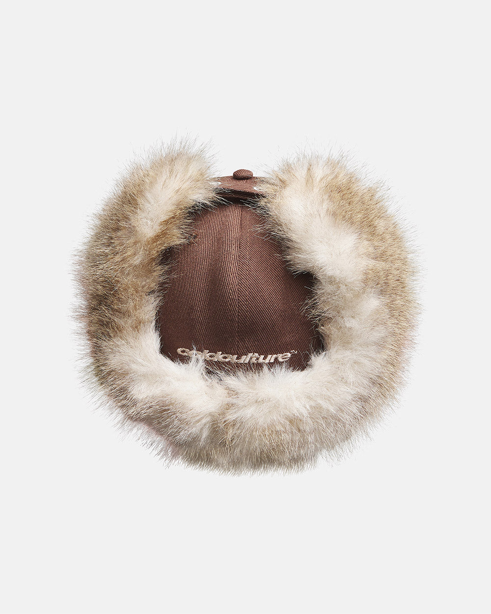 BAMBI CAP BROWN - brown faux fur cap, back view - Cold Culture #packshot