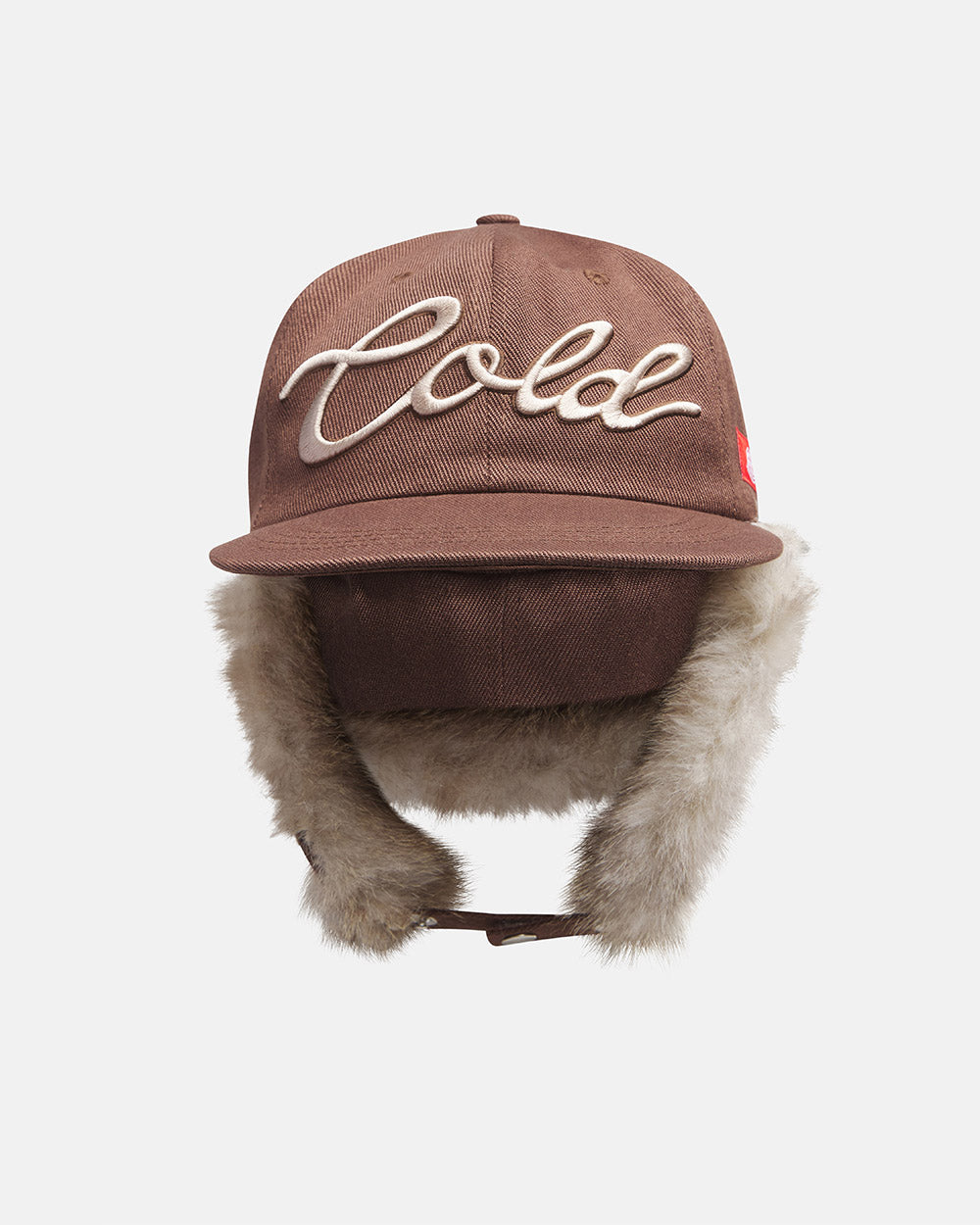 BAMBI CAP BROWN - brown faux fur cap, front view - Cold Culture #packshot