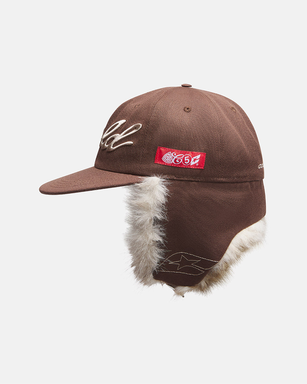 BAMBI CAP BROWN - brown faux fur cap, side view - Cold Culture #packshot