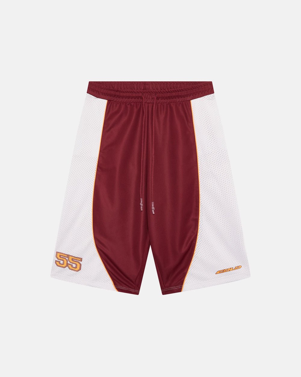 AERO STEED SHORT CREAM/BURGUNDY - cream and burgundy mesh shorts, front view - Cold Culture #packshot
