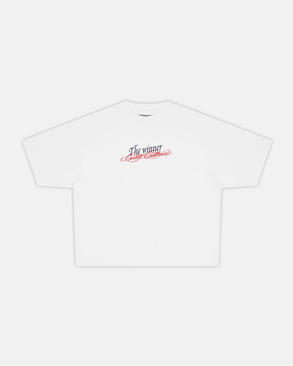 ALL IN TEE WHITE - white graphic print tee, flat lay - Cold Culture #packshot