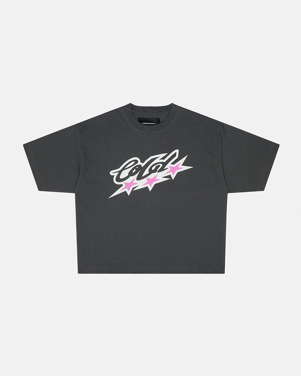 ALL STARS TEE DARK GREY - dark grey graphic print tee, front view - Cold Culture #packshot
