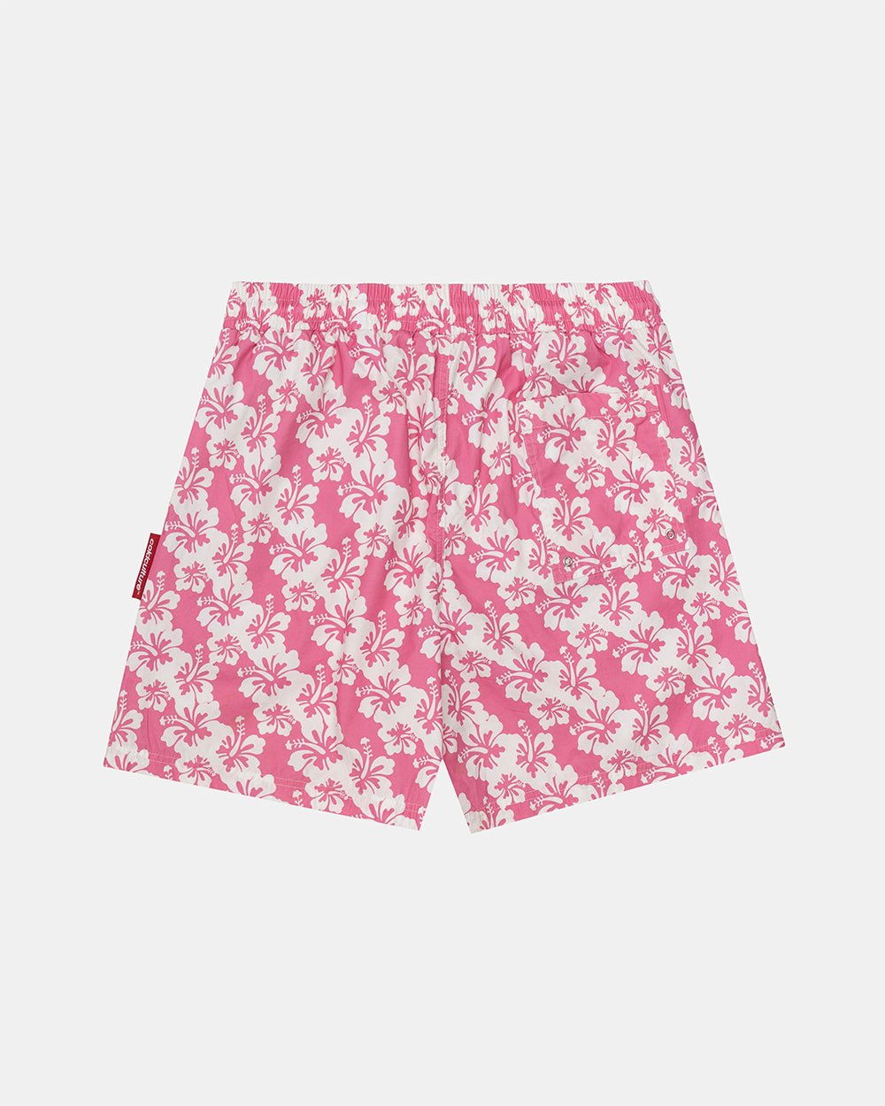 ALOHA SWIMSHORTS PINK - pink floral swim shorts, back view - Cold Culture #packshot