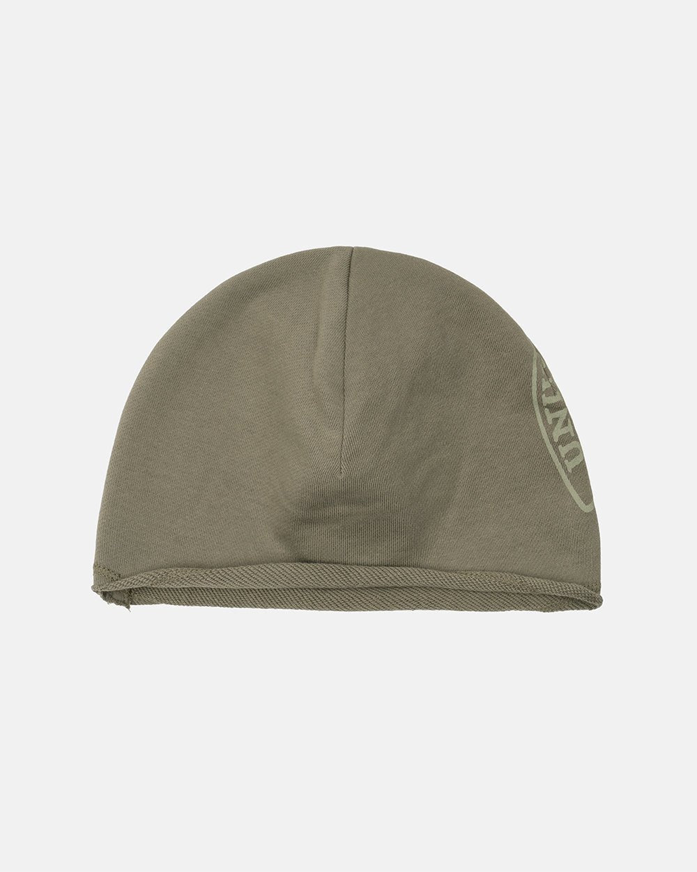 ARMOUR BEANIE MILITARY GREEN - military green graphic print beanie, back view - Cold Culture #packshot