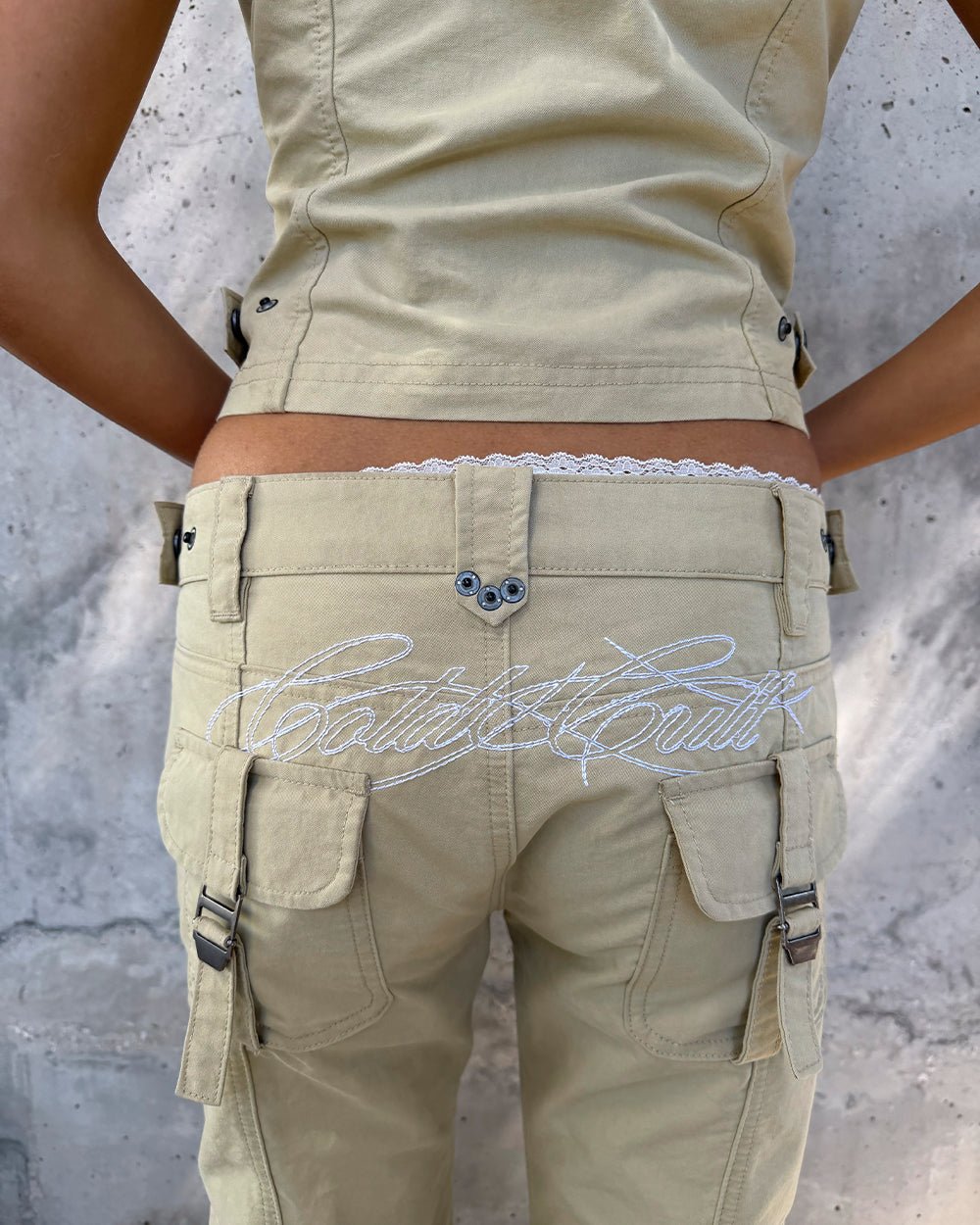 ARMY SCRIPT PANTS MILITARY GREEN - military green cargo pants, worn detail - Cold Culture