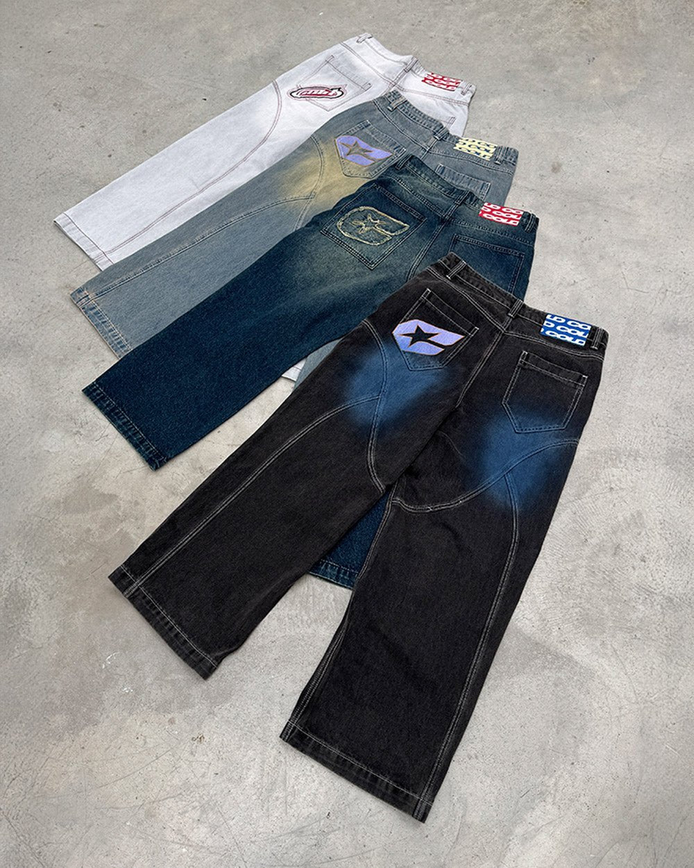 ARTWEAR JEANS BLUE DENIM - washed blue denim pants, flat lay with matching pieces - Cold Culture