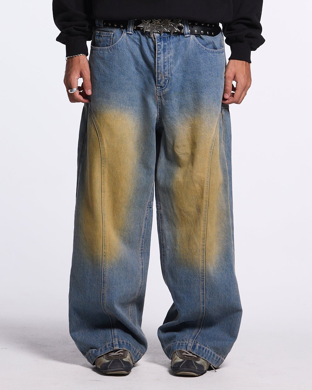 ARTWEAR JEANS BLUE DENIM - washed blue denim pants, front view on male model - Cold Culture